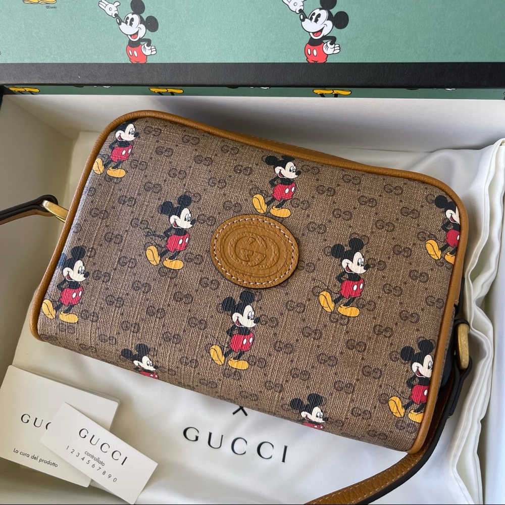 NEW Disney x Gucci Monogram Mickey Canvas Crossbody Shoulder Handbag  Brown Bag - Picture 3 of 11